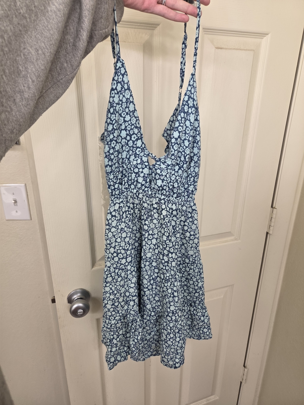 Blue Floral Spaghetti Strap Summer Dress SIZE LARGE